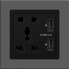 2 PIN , 3 PIN Universal Socket with Dual USB